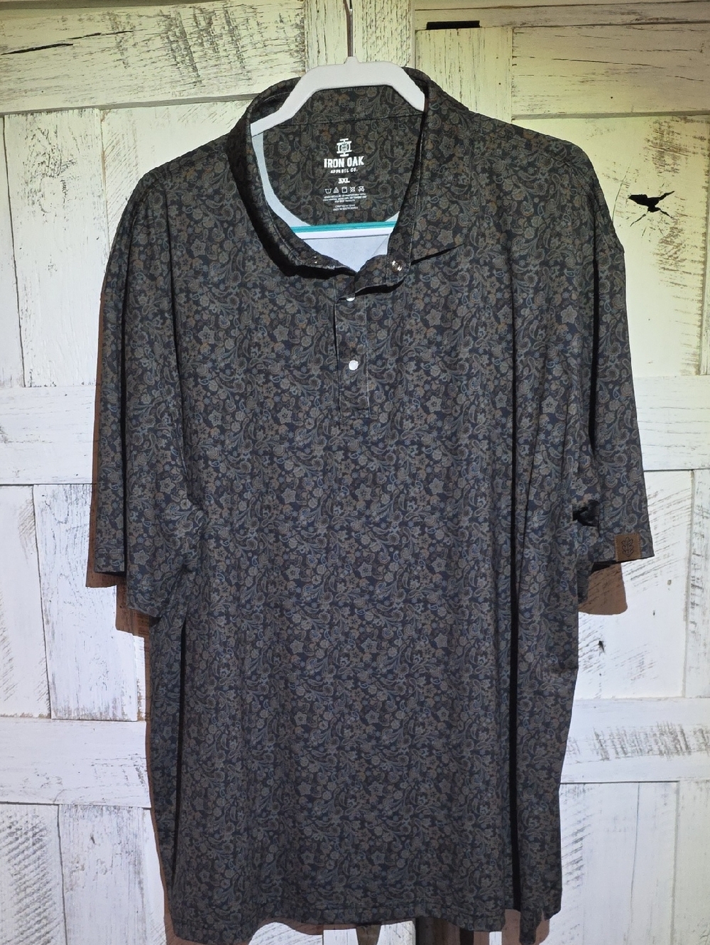 Iron Oak Western Pearl Snap Men’s Dark Gray Paisley Polo Shirt